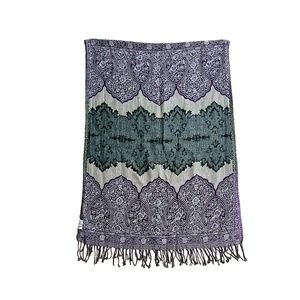 Wilfred Purple and Gray Pashmina Style Wrap Scarf w/Fringe